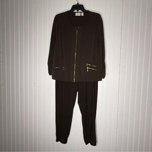 Chicos Zip Up Jacket in Size 3 and Ankle Jogger Pants with Gold Zippers Size 1